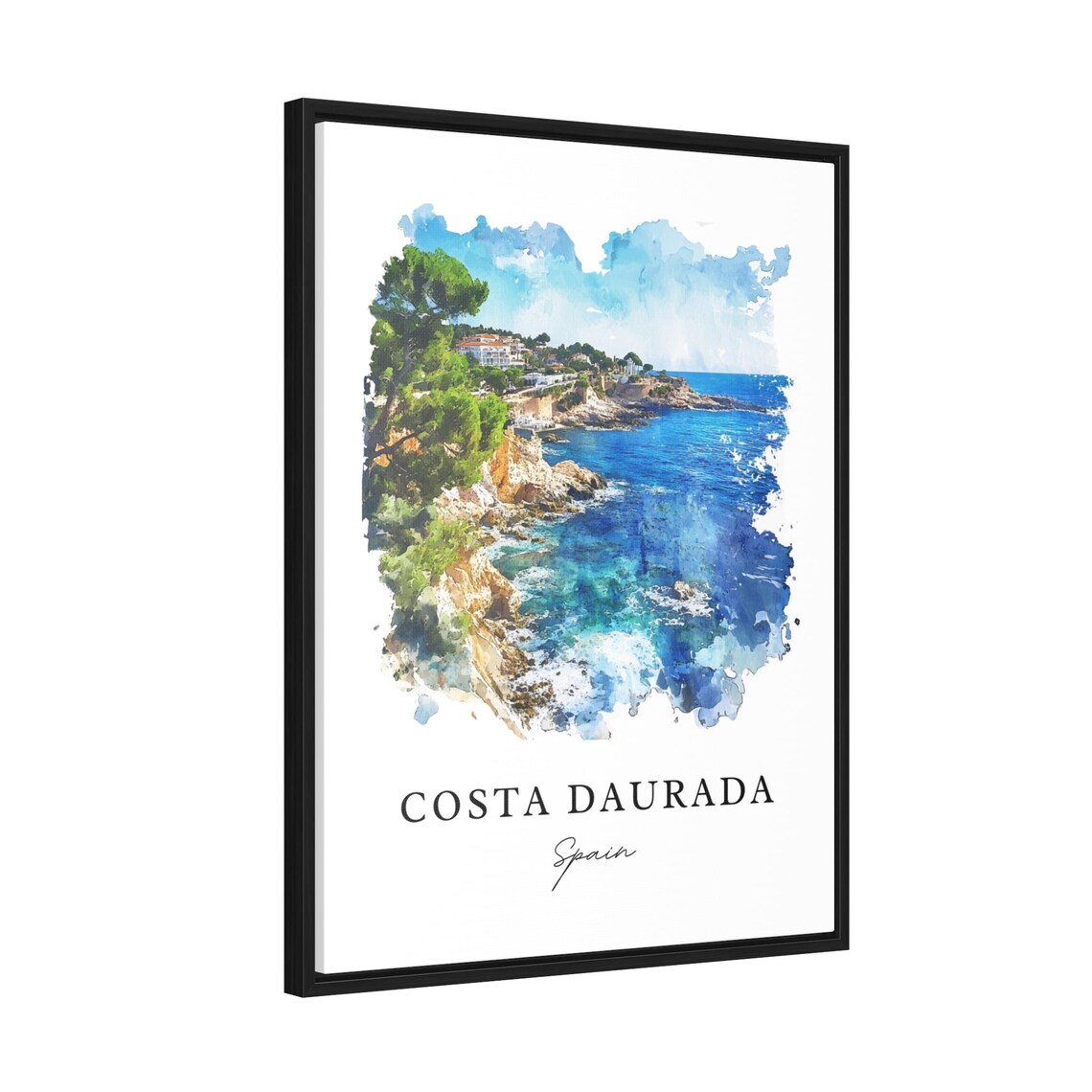 Costa Daurada Spain Catalonia Rocky Coast Watercolor Travel Poster - Image 2