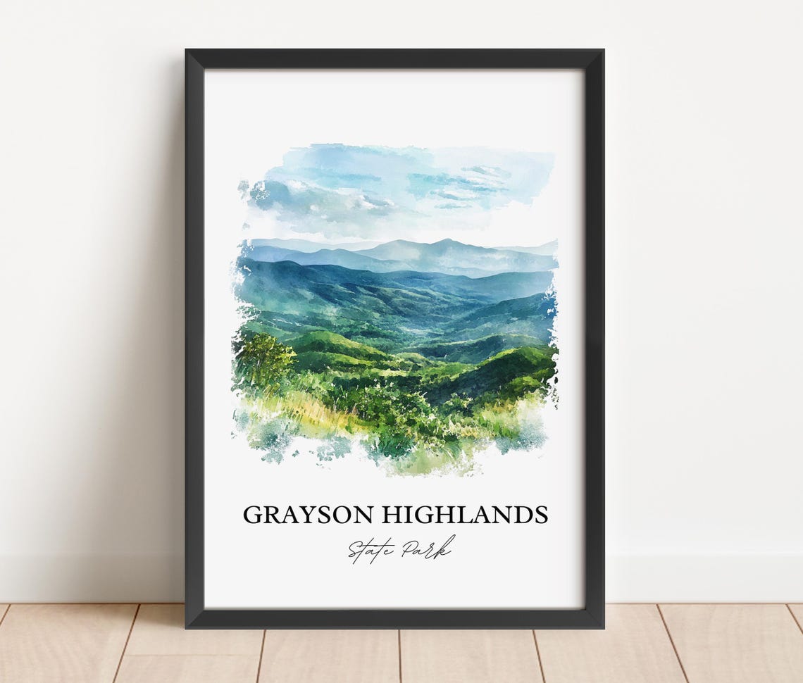 Grayson Highlands State Park Blue Mountain Ridge Watercolor Poster - Image 3