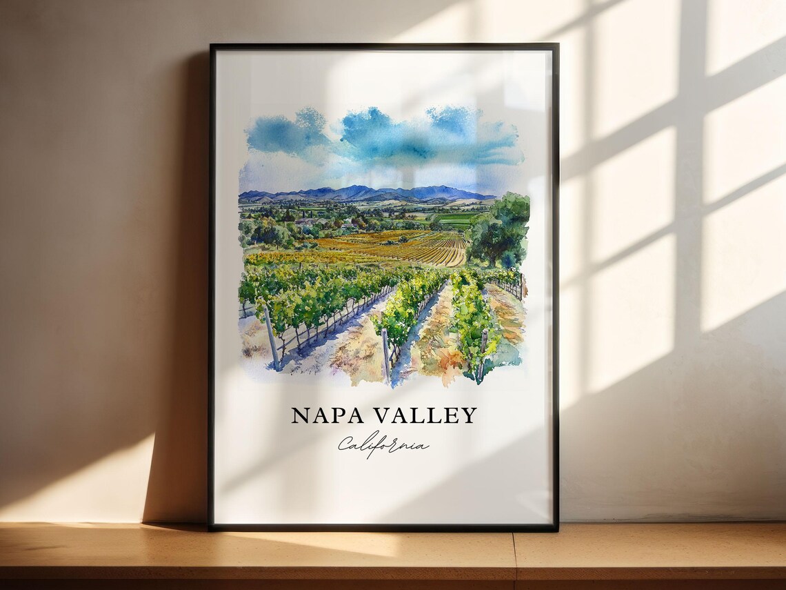 Napa Valley Watercolor Travel Poster, Wine Region - Image 3