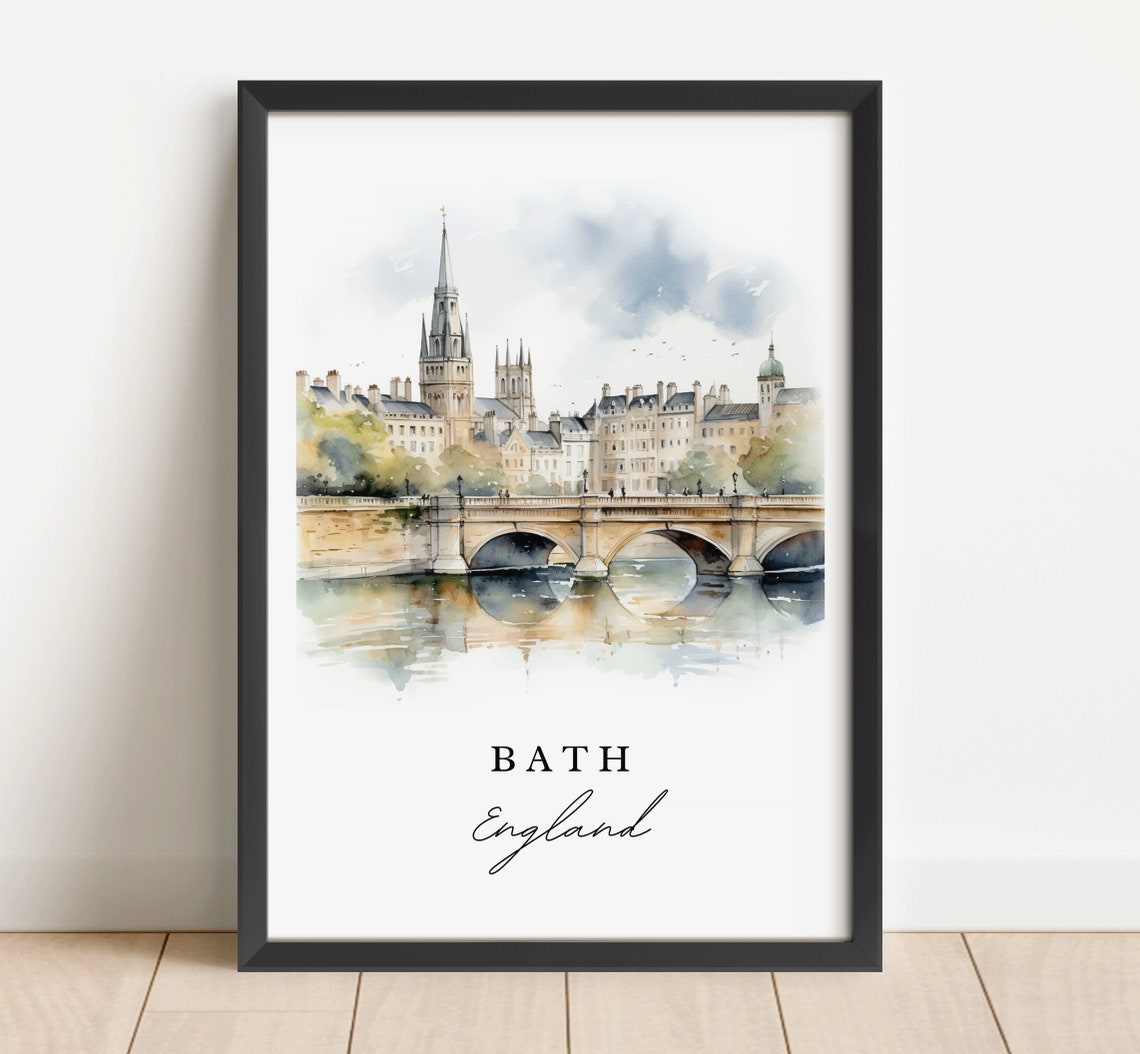 Bath England Travel Poster, Custom Text Art Print - Image 3