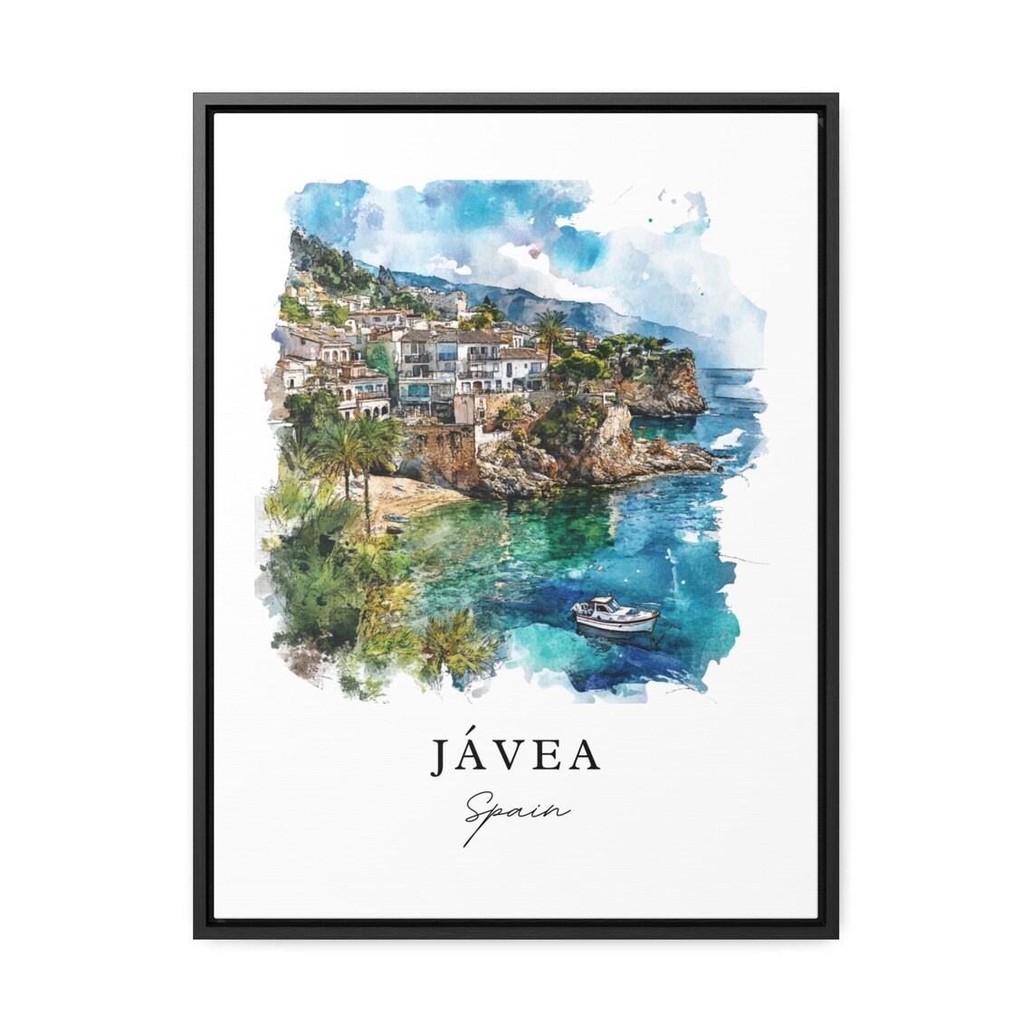 Javea Spain Costa Blanca Cliff Cove Watercolor Travel Poster