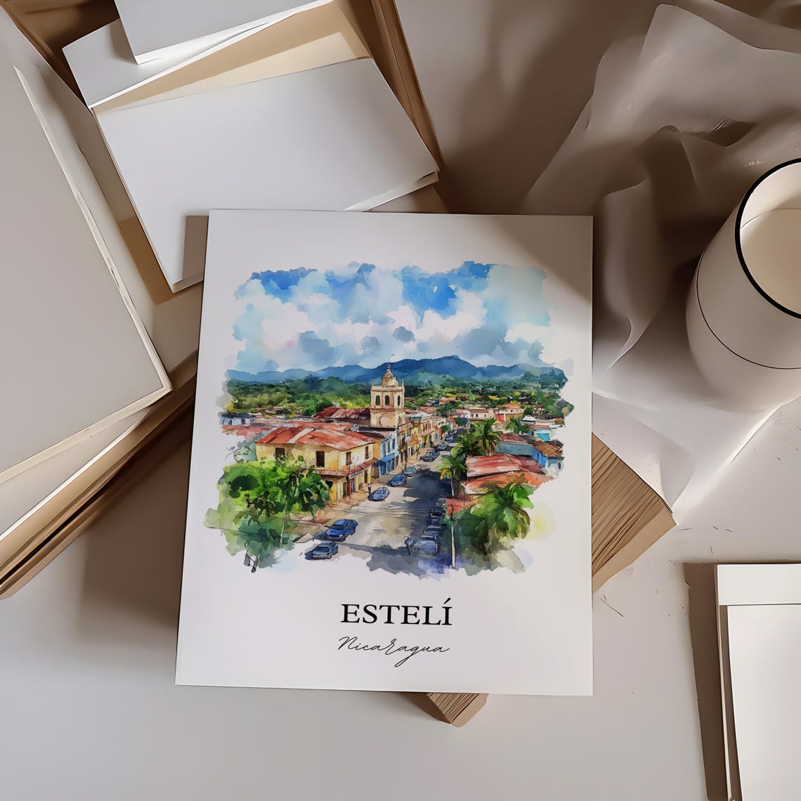 Estel Wall Art Nicaragua Print Watercolor Gift Travel Poster Housewarming - Image 2