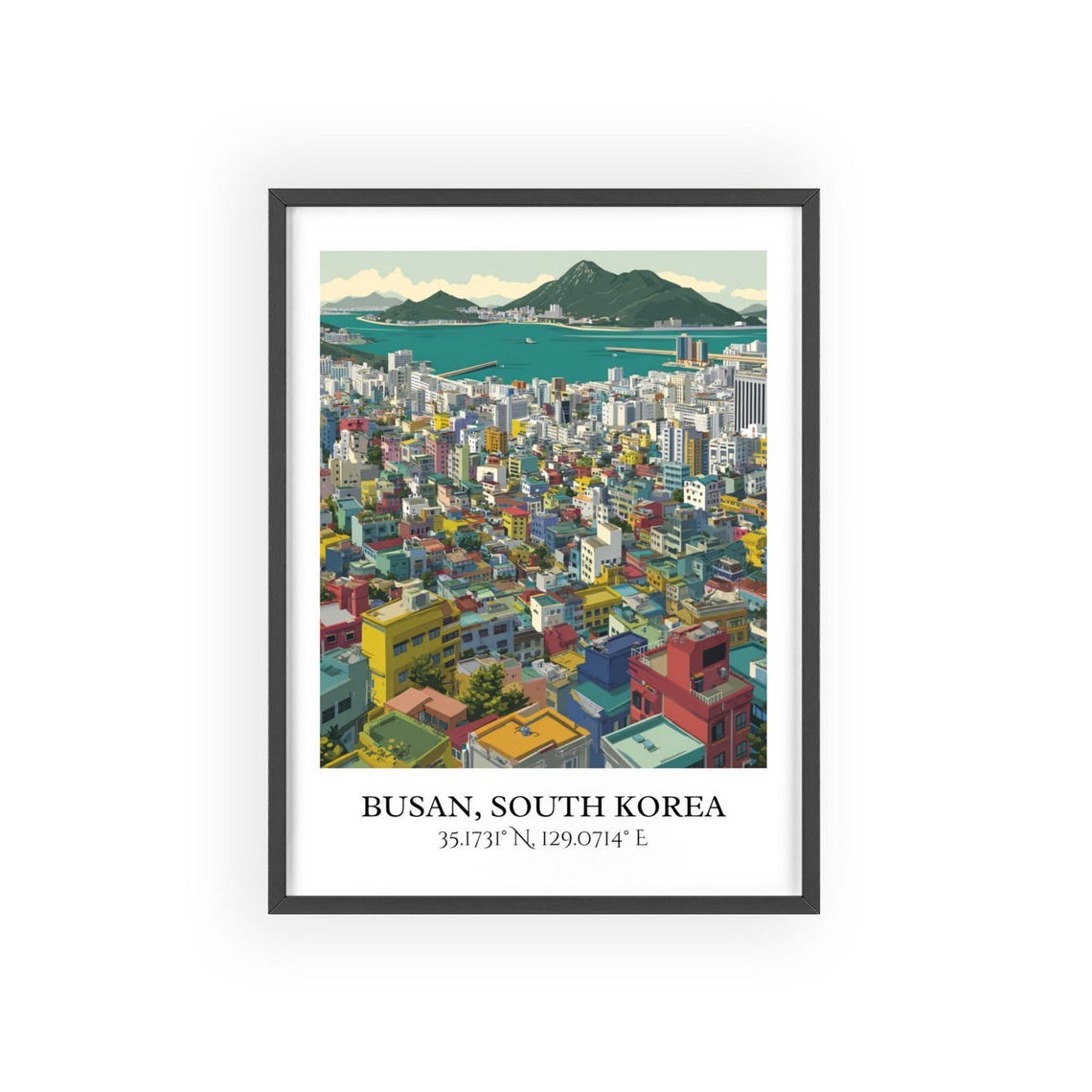 Busan South Korea Harbor Hillside Cityscape Retro Travel Poster - Image 2