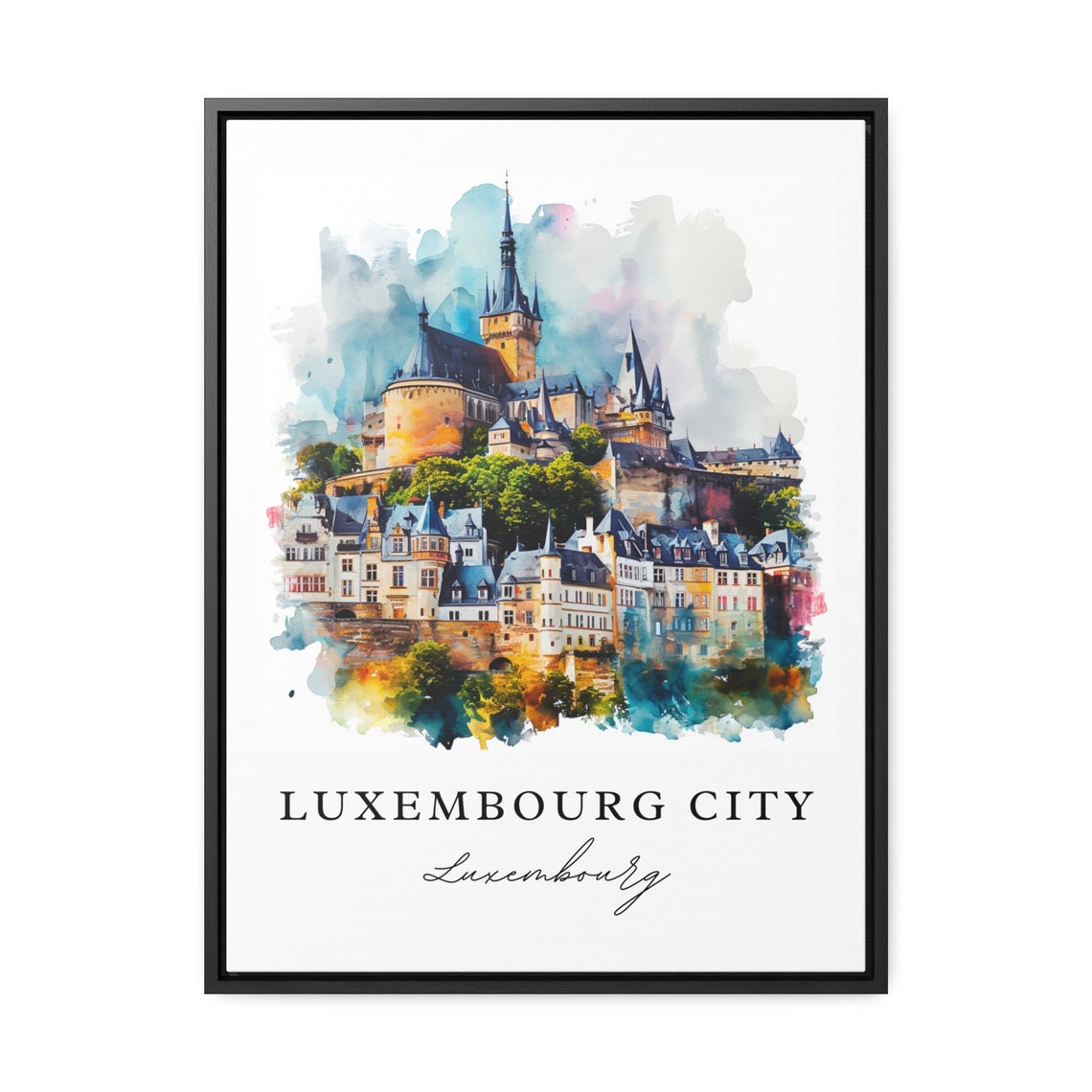 Luxembourg City Watercolor Travel Art Print - Image 2