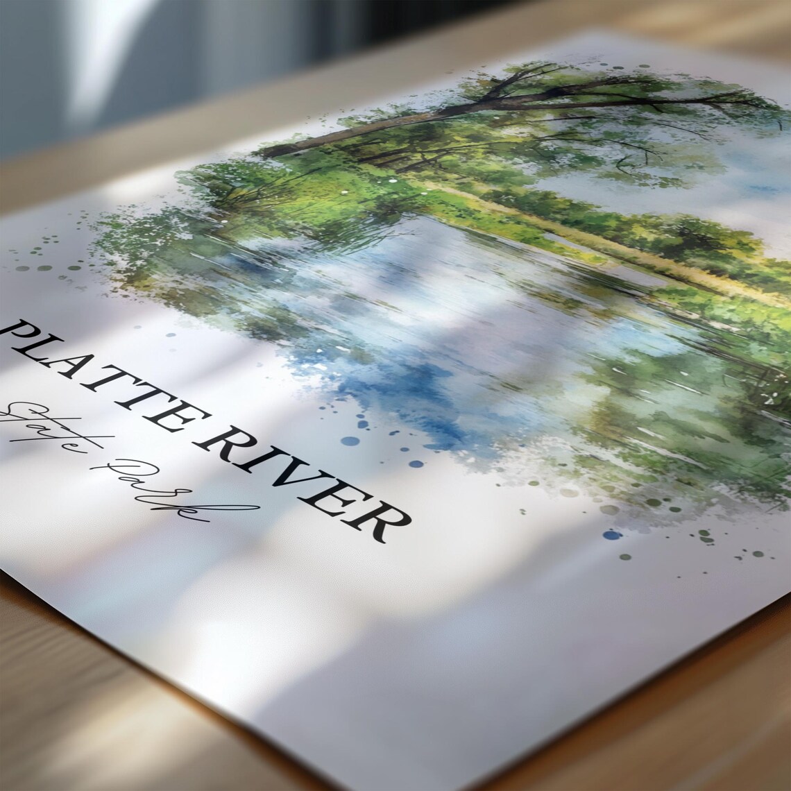 Platte River State Park Nebraska Woodland River Watercolor Poster - Image 6