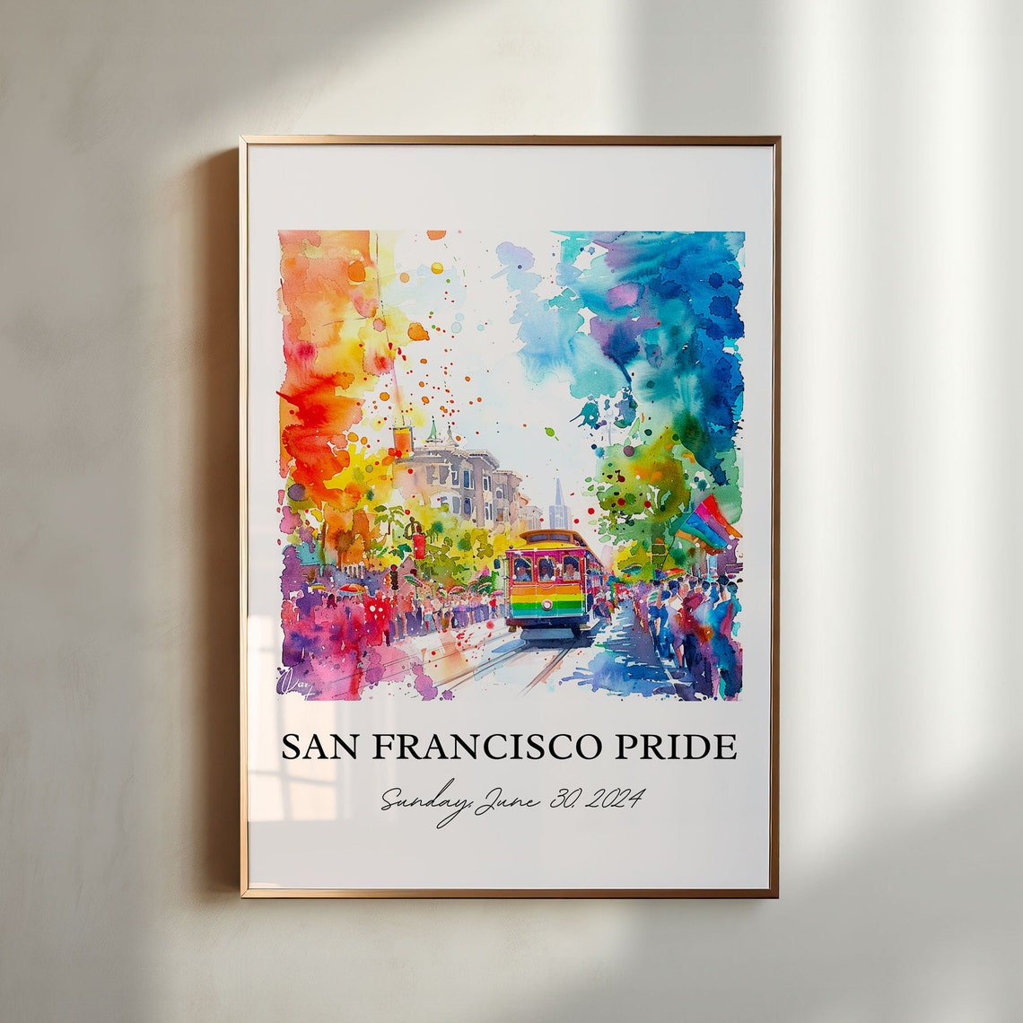 San Fran Pride Art San Francisco Pride Print San Fran Gay Pride Watercolor San Fran Pride Gift Travel Print Travel Poster Great Gift