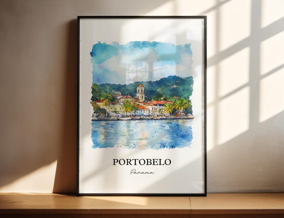 Portobelo Wall Art Panama Print Watercolor Isthmus Of Gift Travel Poster Housewarming