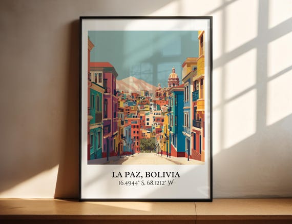 La Paz Art Retro Travel Bolivia Home Decor Gift Prints Housewarming