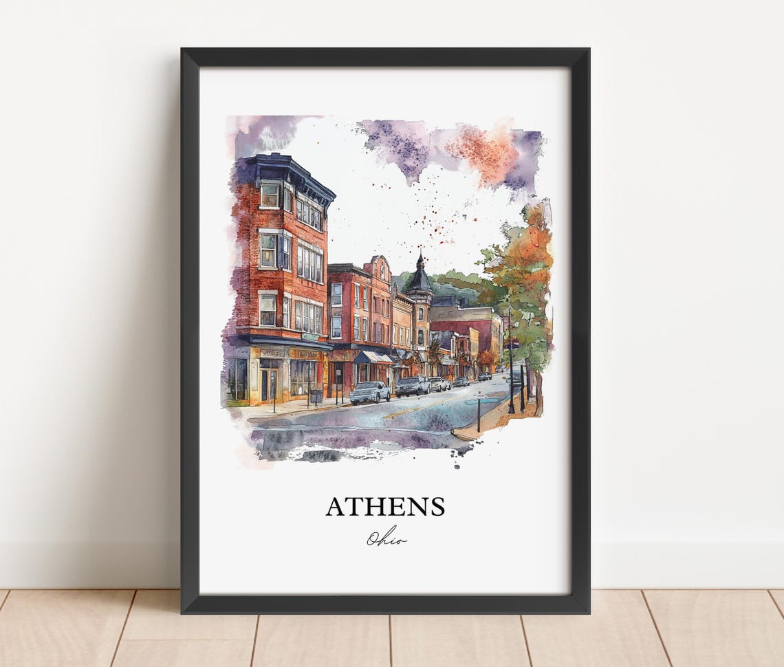 Athens Ohio Travel Poster, Watercolor Art Print - Image 2