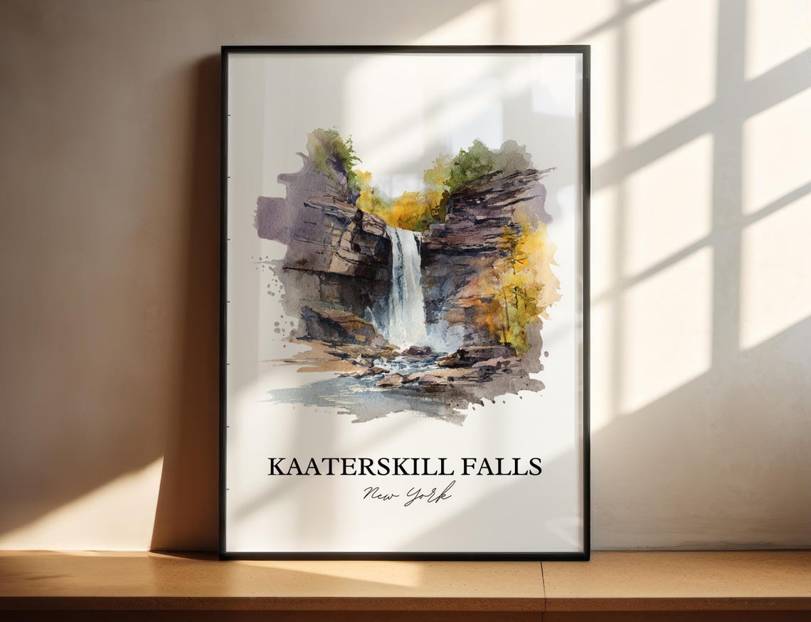 Kaaterskill Falls New York Waterfall Watercolor Nature Poster