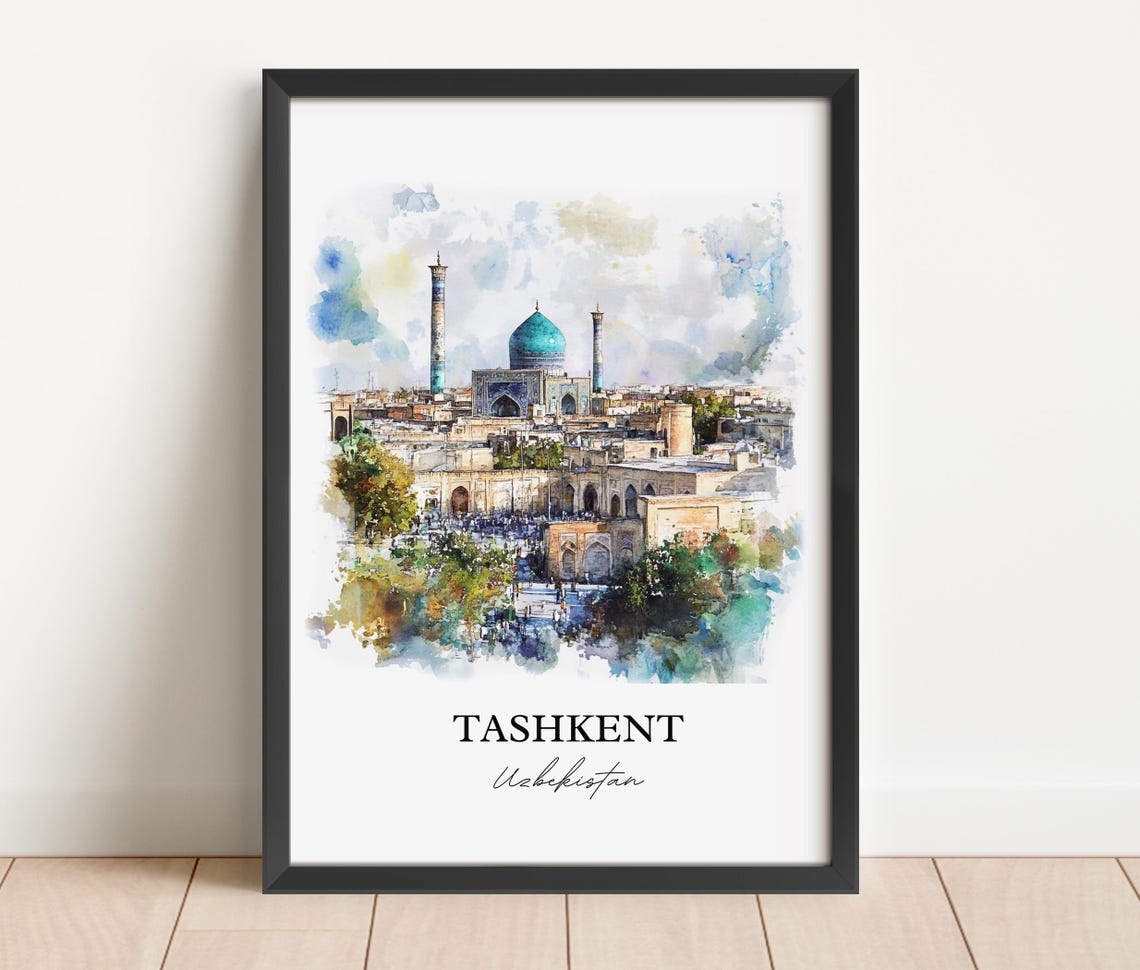Tashkent Skyline Watercolor Travel Poster, Uzbekistan - Image 2
