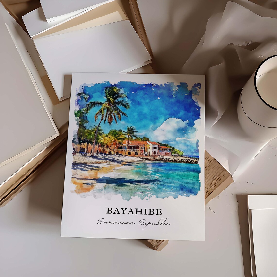 Bayahibe Dominican Republic Beach Palms Watercolor Caribbean Poster - Image 6
