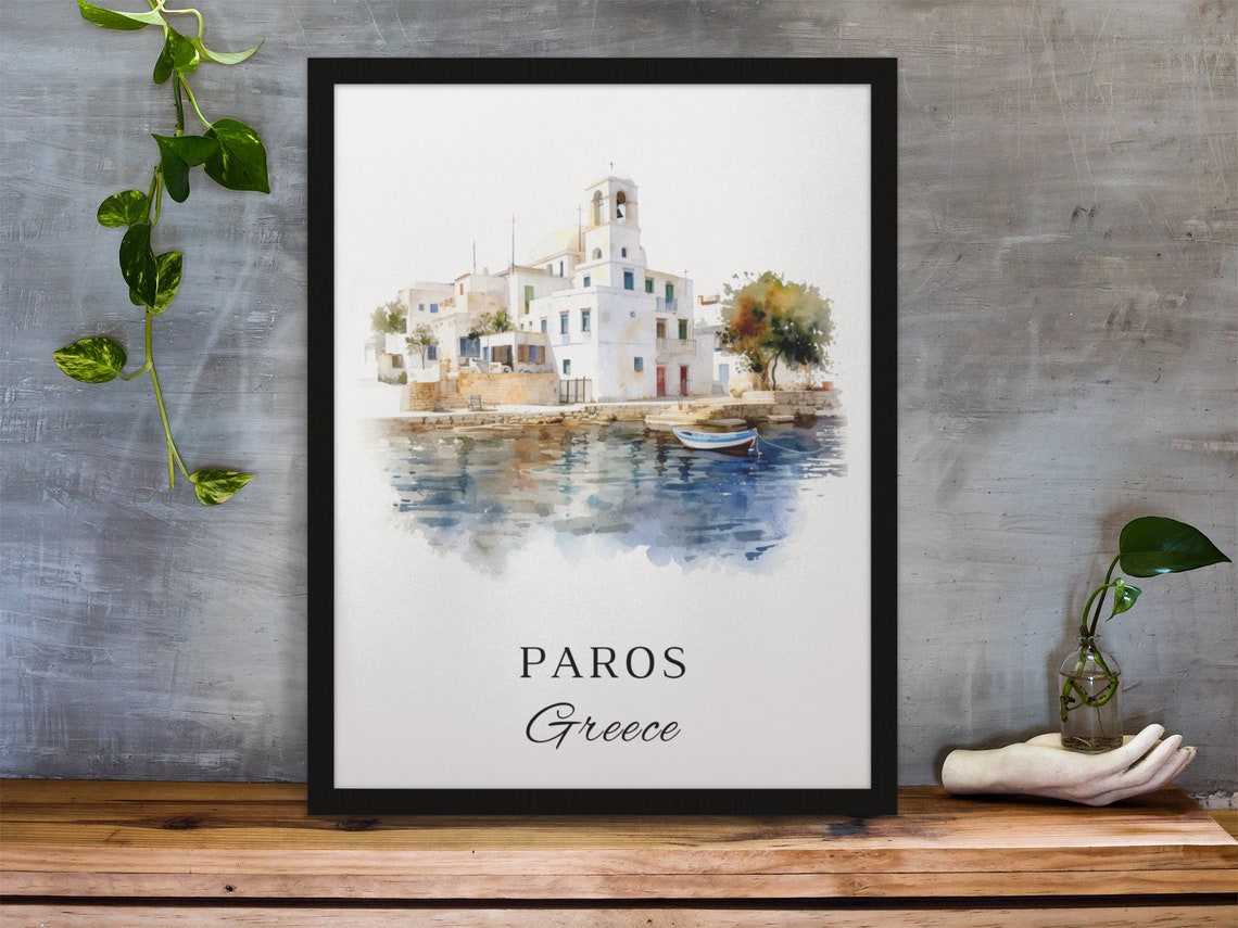 Paros Greece Travel Poster, Parikia Custom Text - Image 3