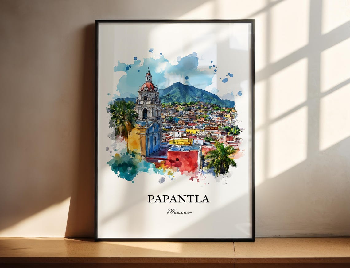 Papantla Mexico Wall Art Veracruz State Print Watercolor Gift Travel Poster Housewarming