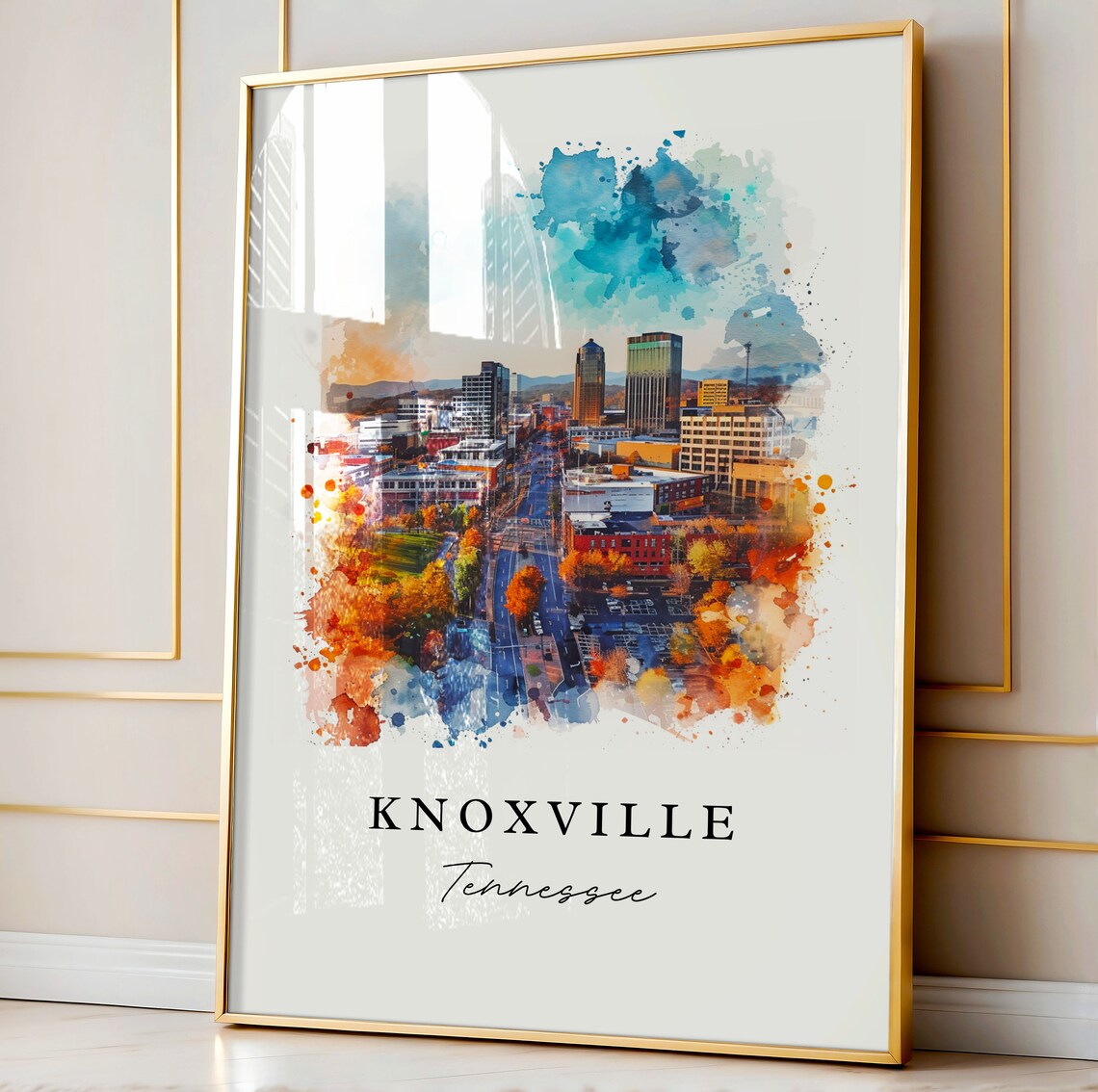 Knoxville Tennessee Downtown Skyline Autumn Watercolor Poster - Image 4