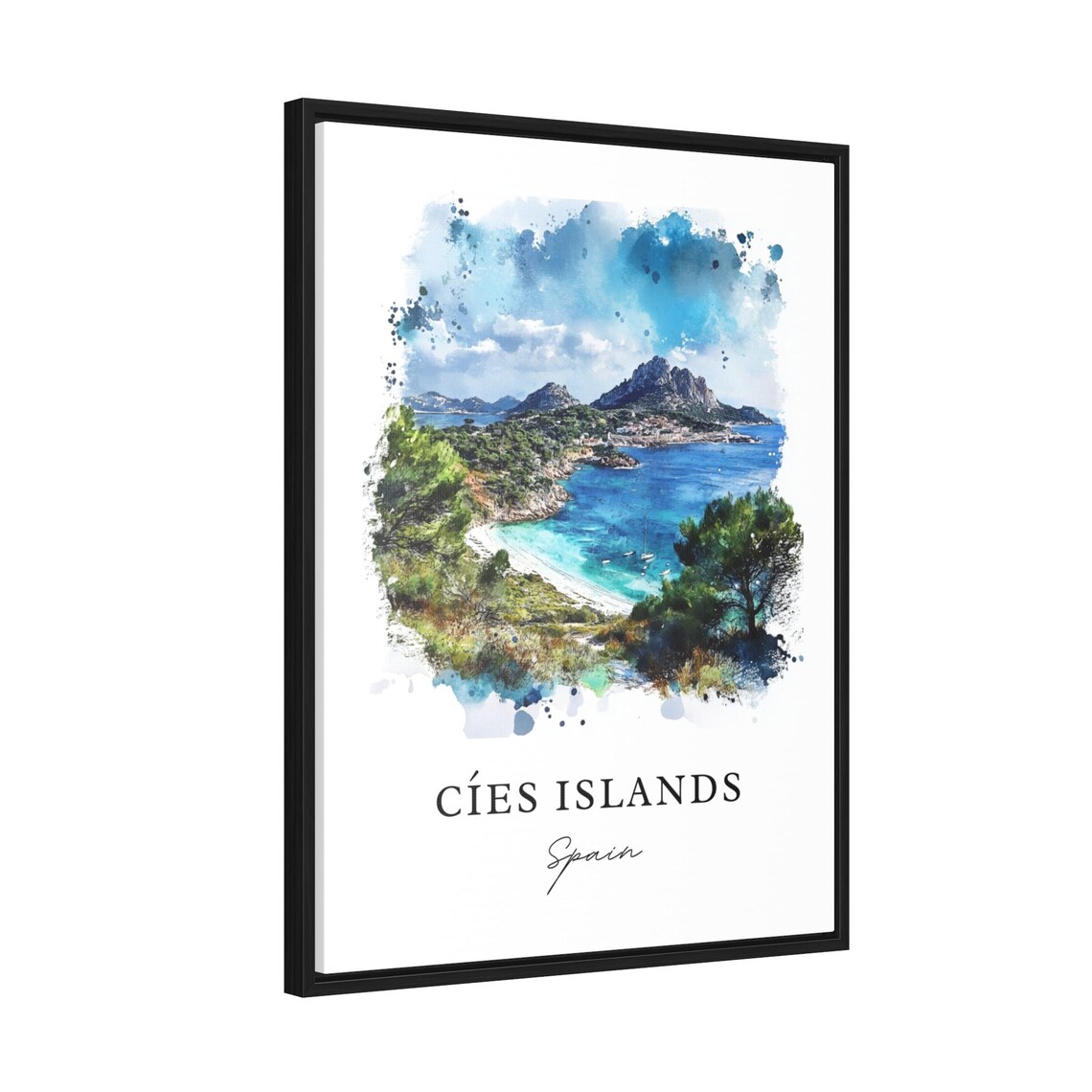 Cies Islands Spain Galicia Beach Coast Watercolor Travel Poster - Image 2