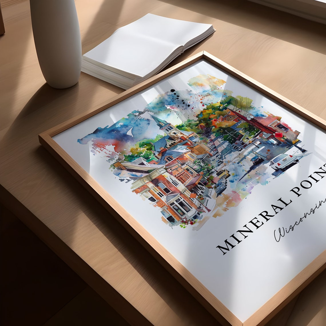 Mineral Point Wisconsin Historic Main Street Watercolor Poster - Image 5