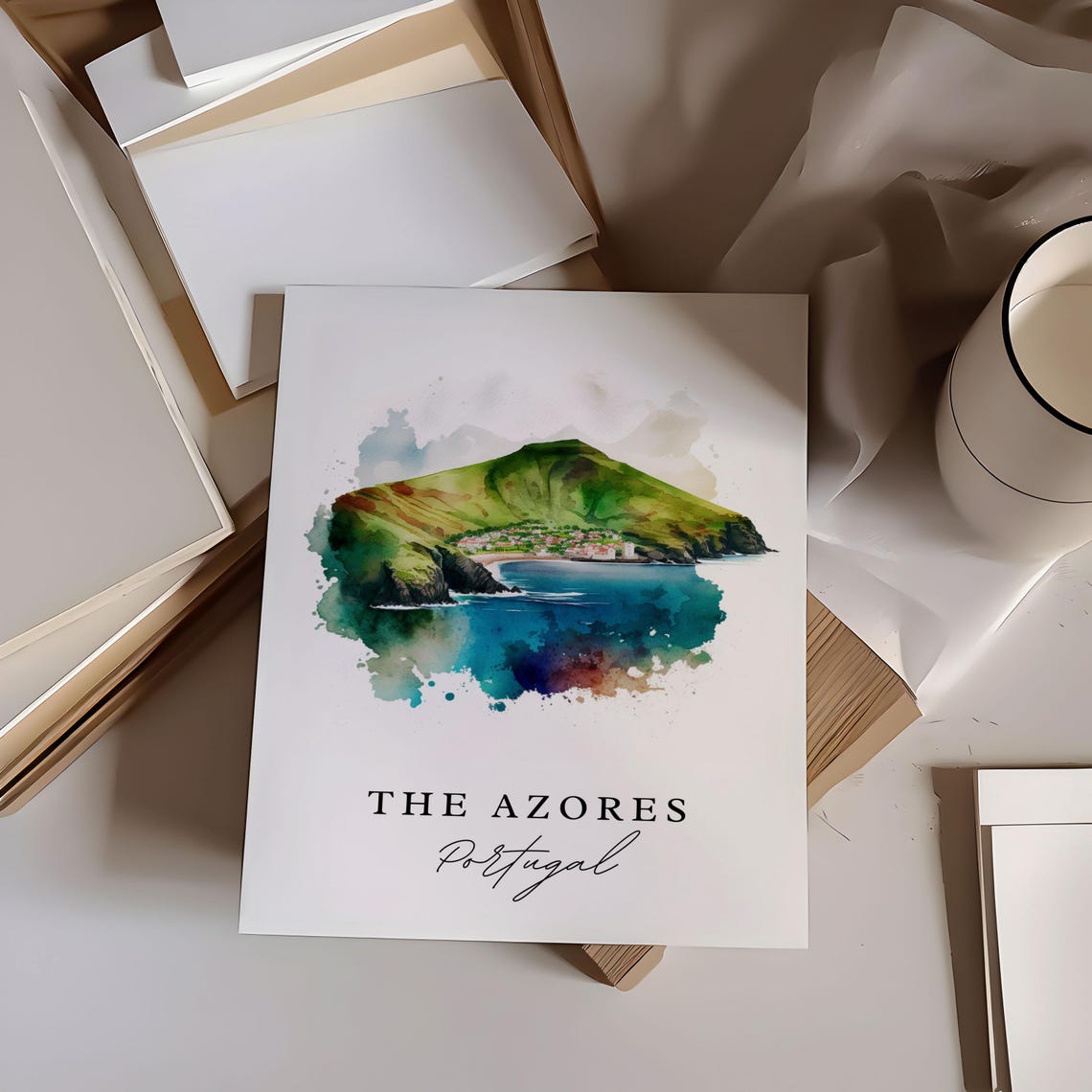 Azores Watercolor Travel Poster, Portugal Wall Art - Image 6