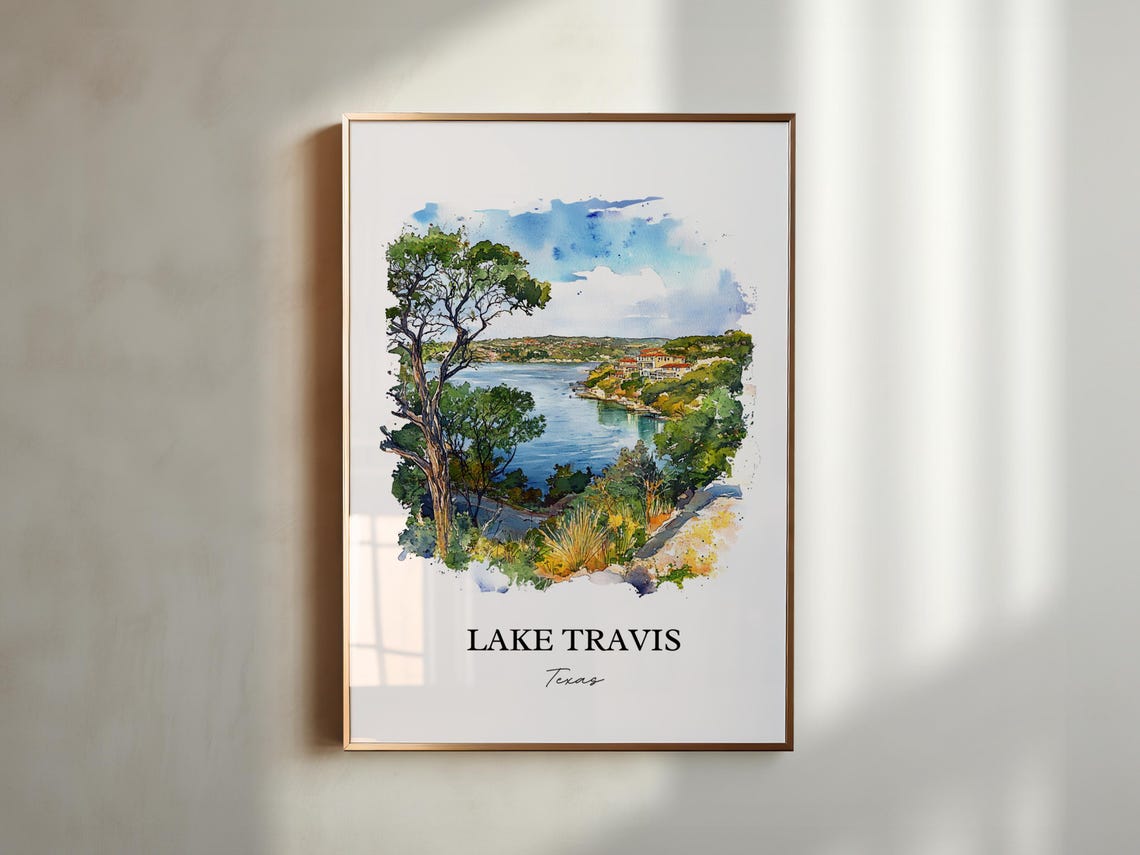 Lake Travis Texas Scenic Hillside Overlook Lakeshore Homes Poster - Image 5