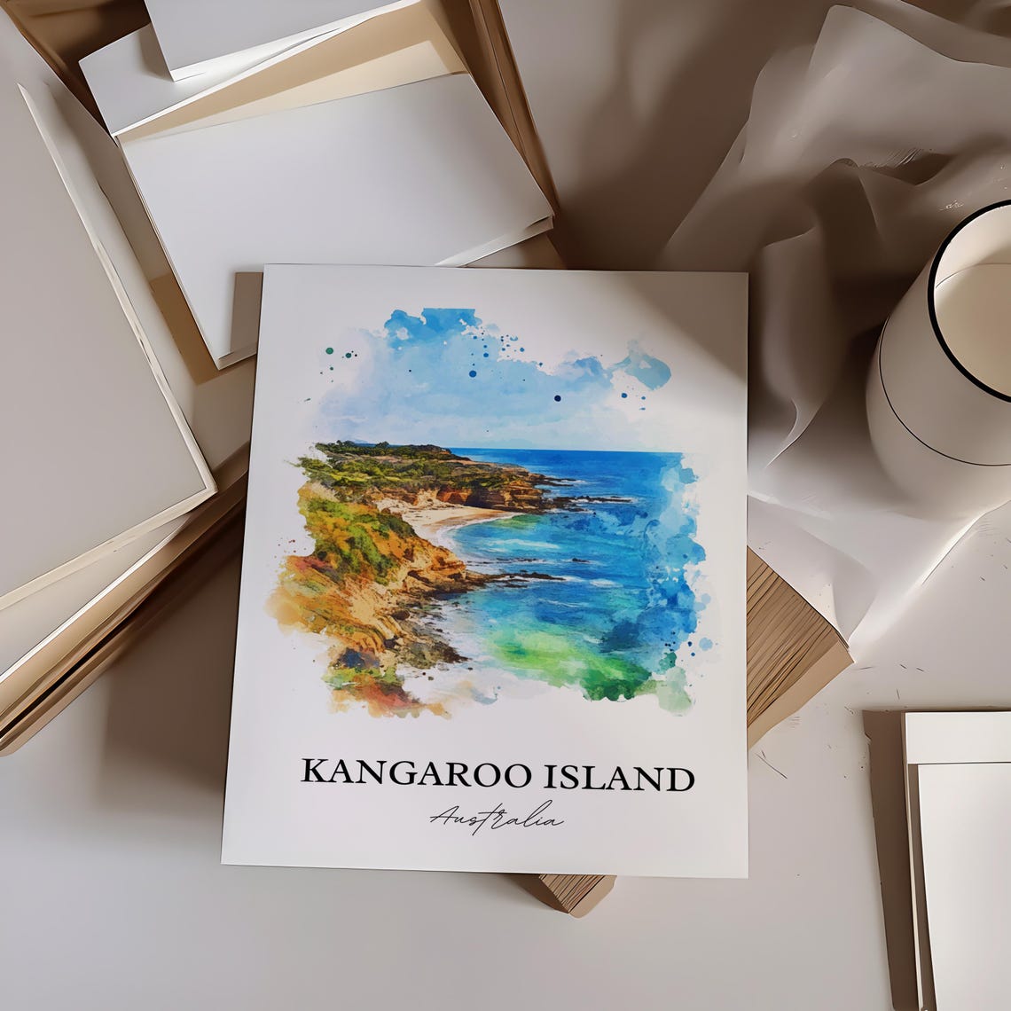 Kangaroo Island Wall Art Adelaide Print Australia Watercolor Gift Travel Poster Housewarming - Image 3