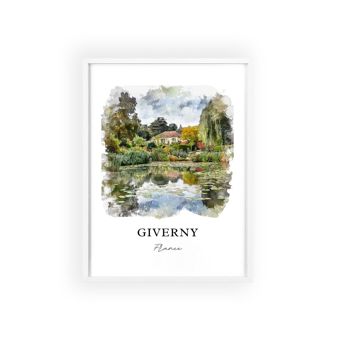 Giverny France Monet Water Lily Garden Watercolor Travel Poster - Image 3