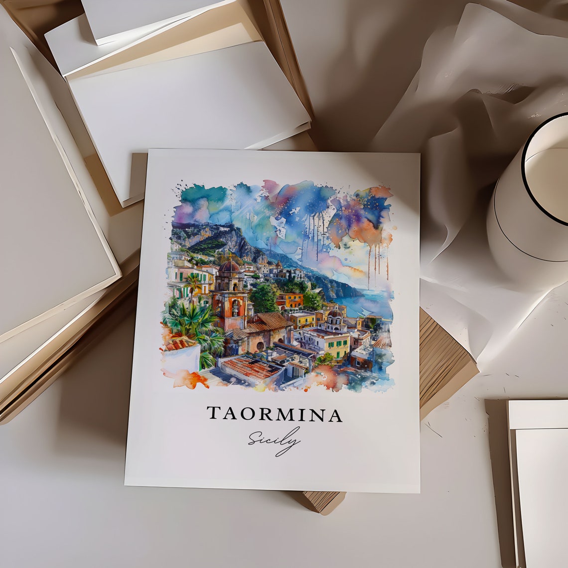 Taormina Italy Travel Poster, Sicily Wall Gift - Image 5