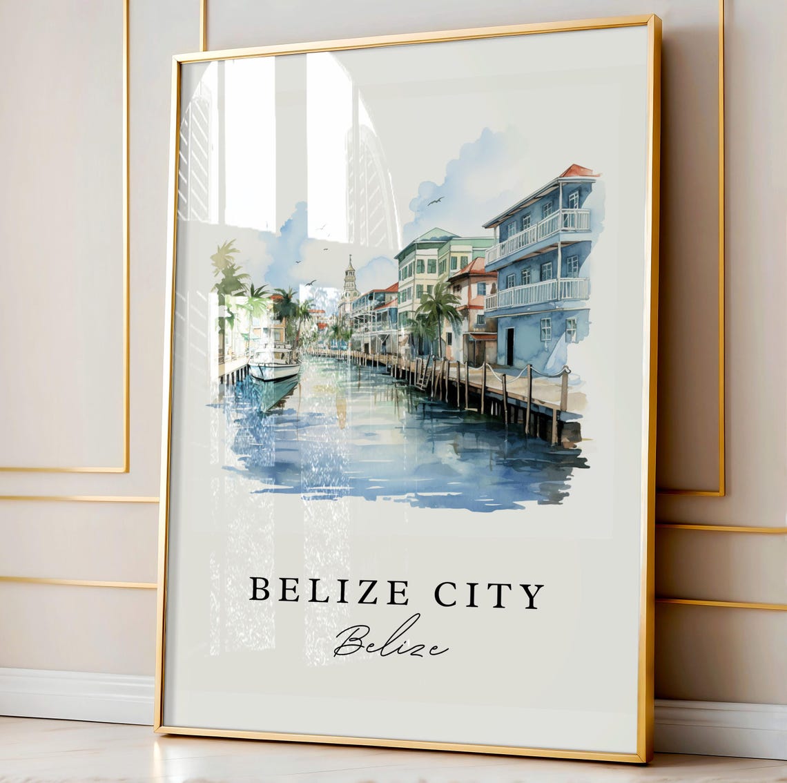Belize City Wall Art Poster Island Wedding Gift Birthday Present Custom Text Personalized - Image 3