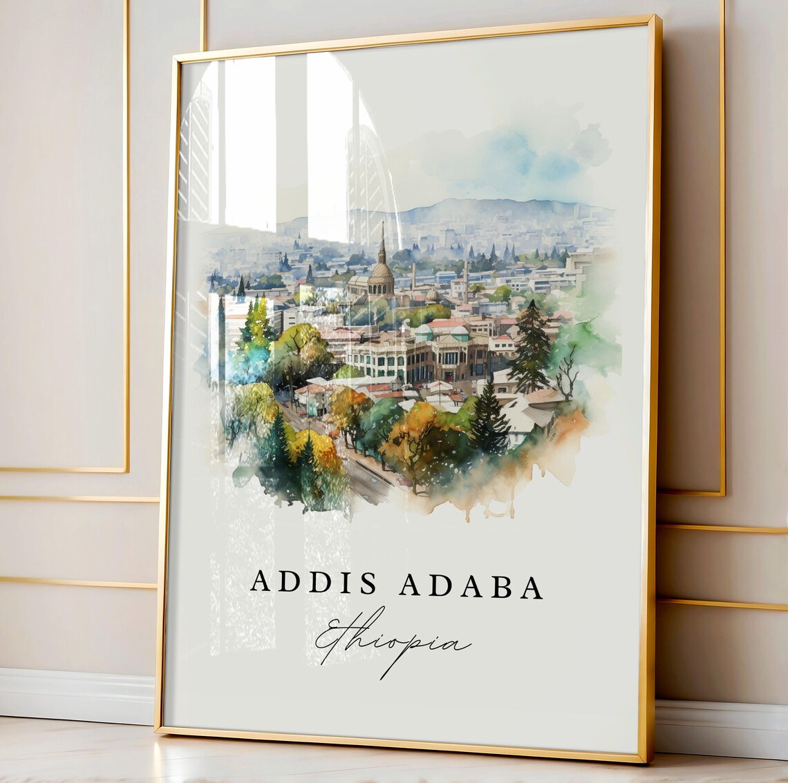 Addis Ababa Watercolor Travel Poster, Ethiopia - Image 5