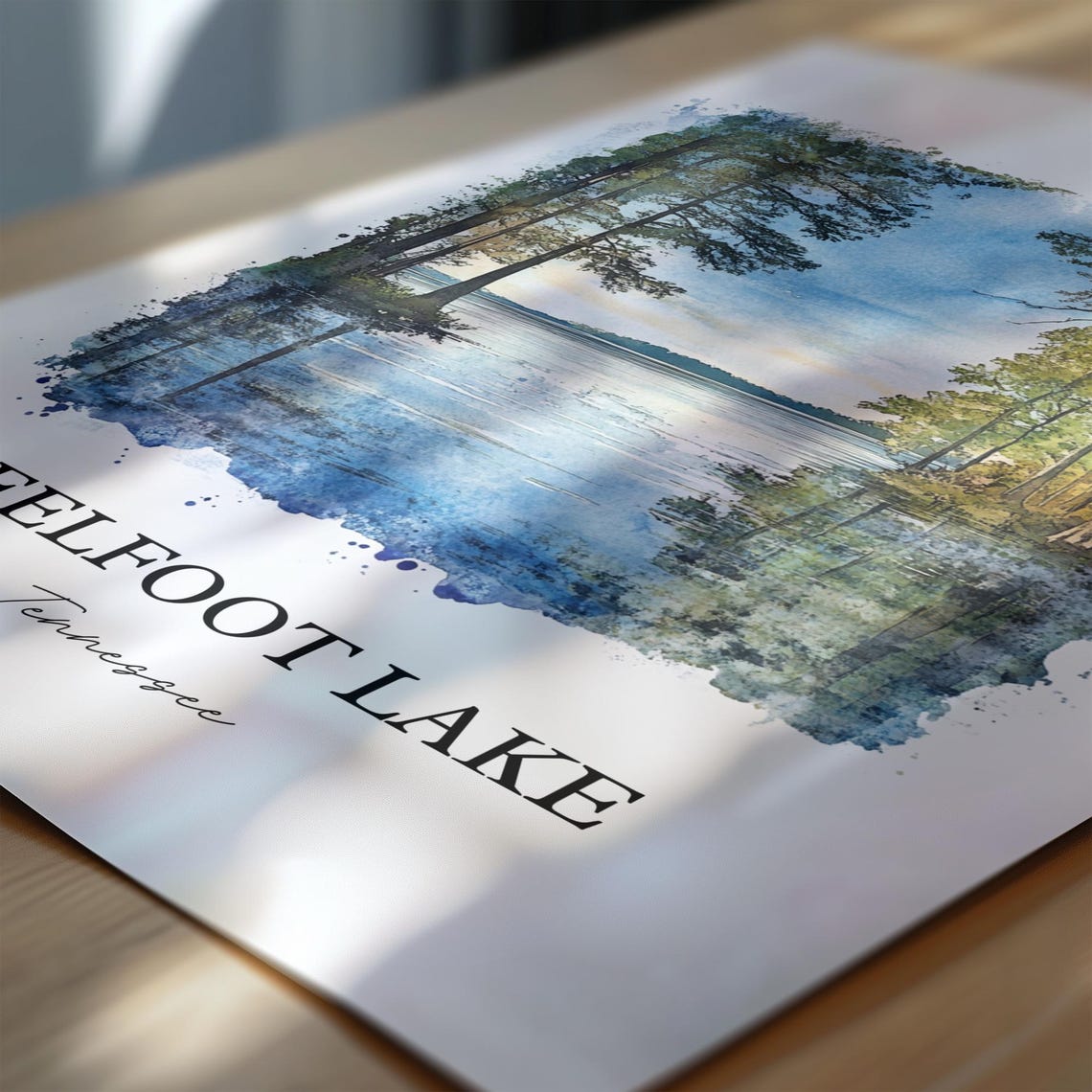 Reelfoot Lake Tennessee Cypress Trees Calm Water Watercolor Poster - Image 6