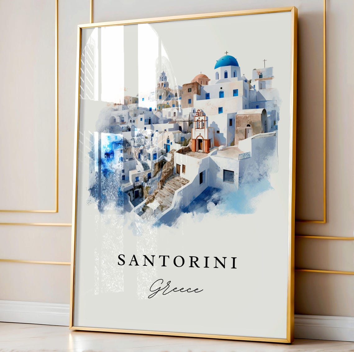 Santorini Greece Travel Poster, Custom Text - Image 4