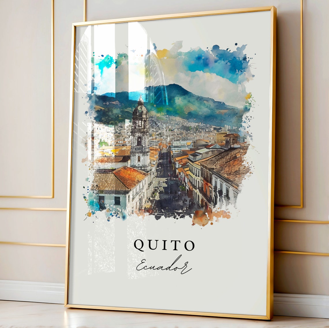 Quito Ecuador Wall Art Print Wedding Gift Birthday Present Custom Text Perfect - Image 4