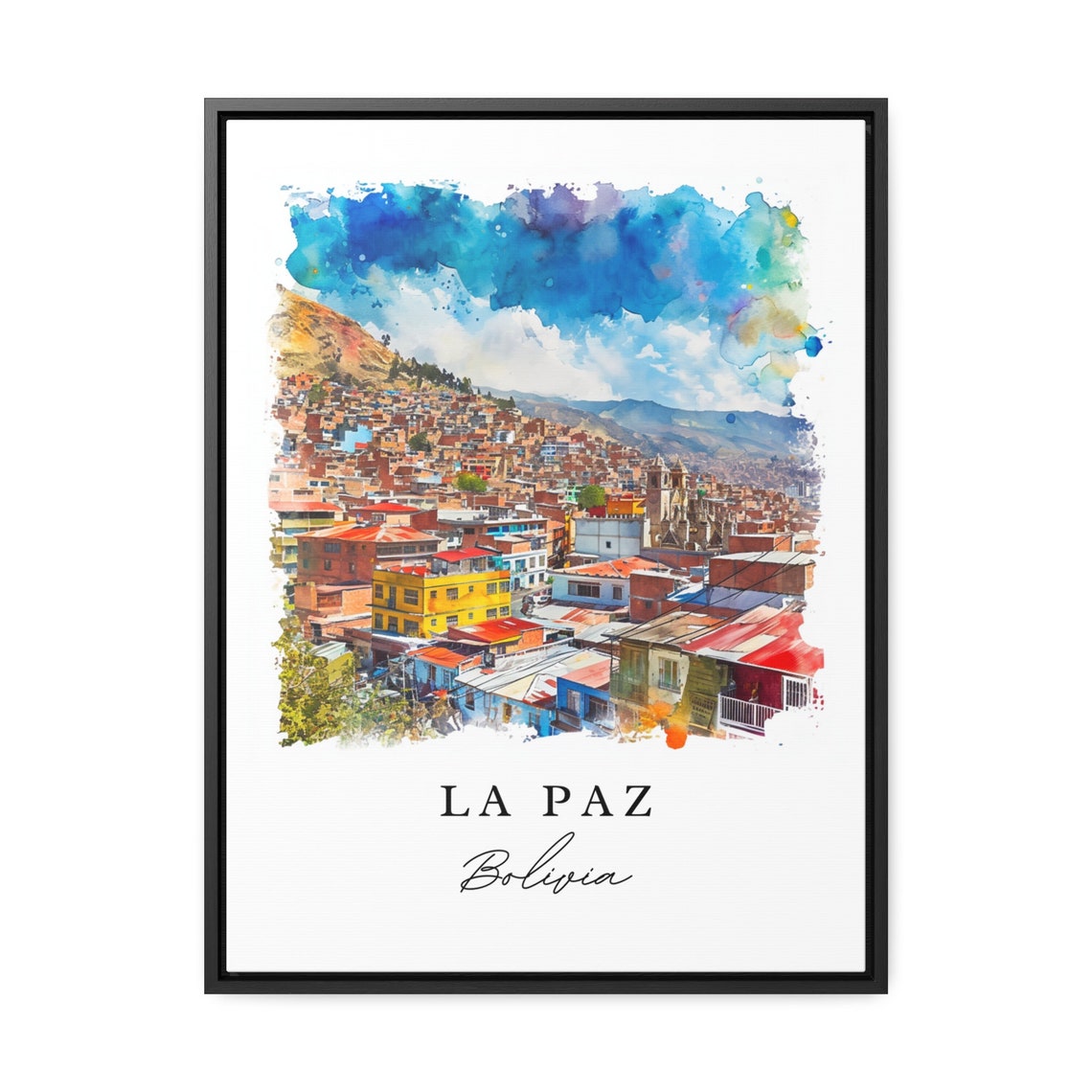 La Paz Bolivia Wall Art Print Wedding Gift Birthday Present Custom Text Perfect - Image 2