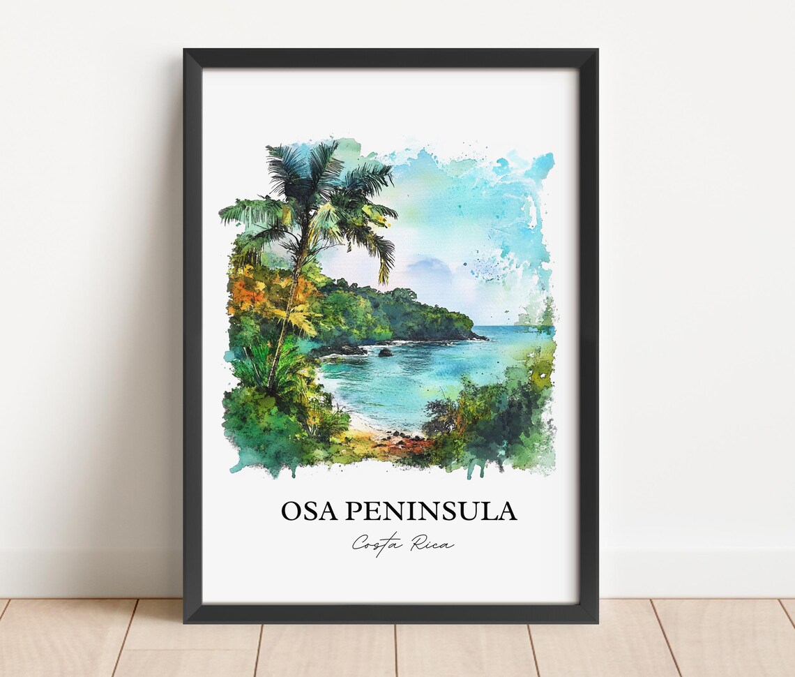 Osa Peninsula Costa Rica Wild Jungle Coast Watercolor Poster - Image 2