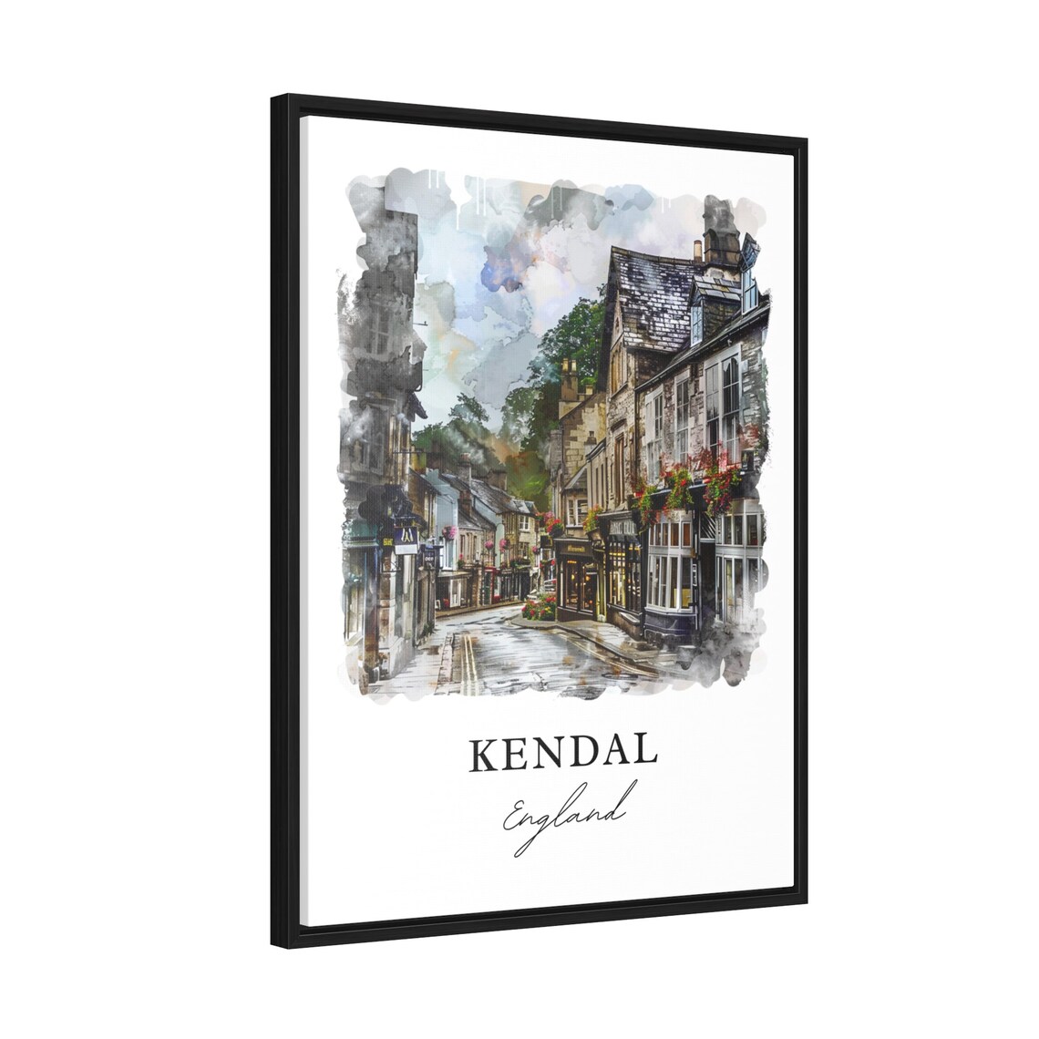 Kendal England Historic Stone Street Watercolor Travel Poster - Image 2