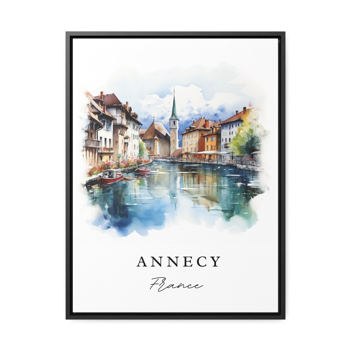 Annecy France Travel Poster, Thiou River Artwork - Image 2