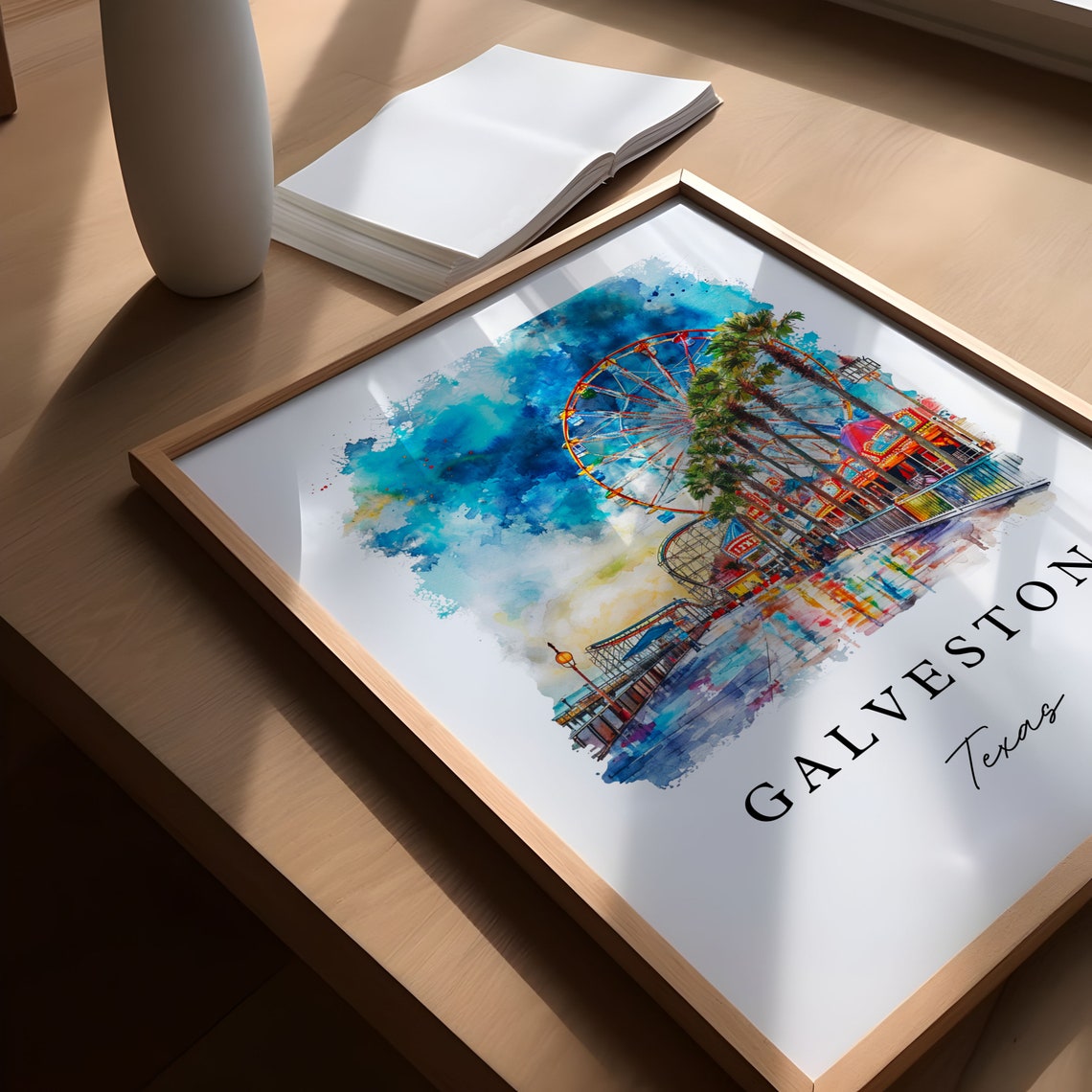Galveston TX Travel Poster, Custom Text Art Print - Image 5