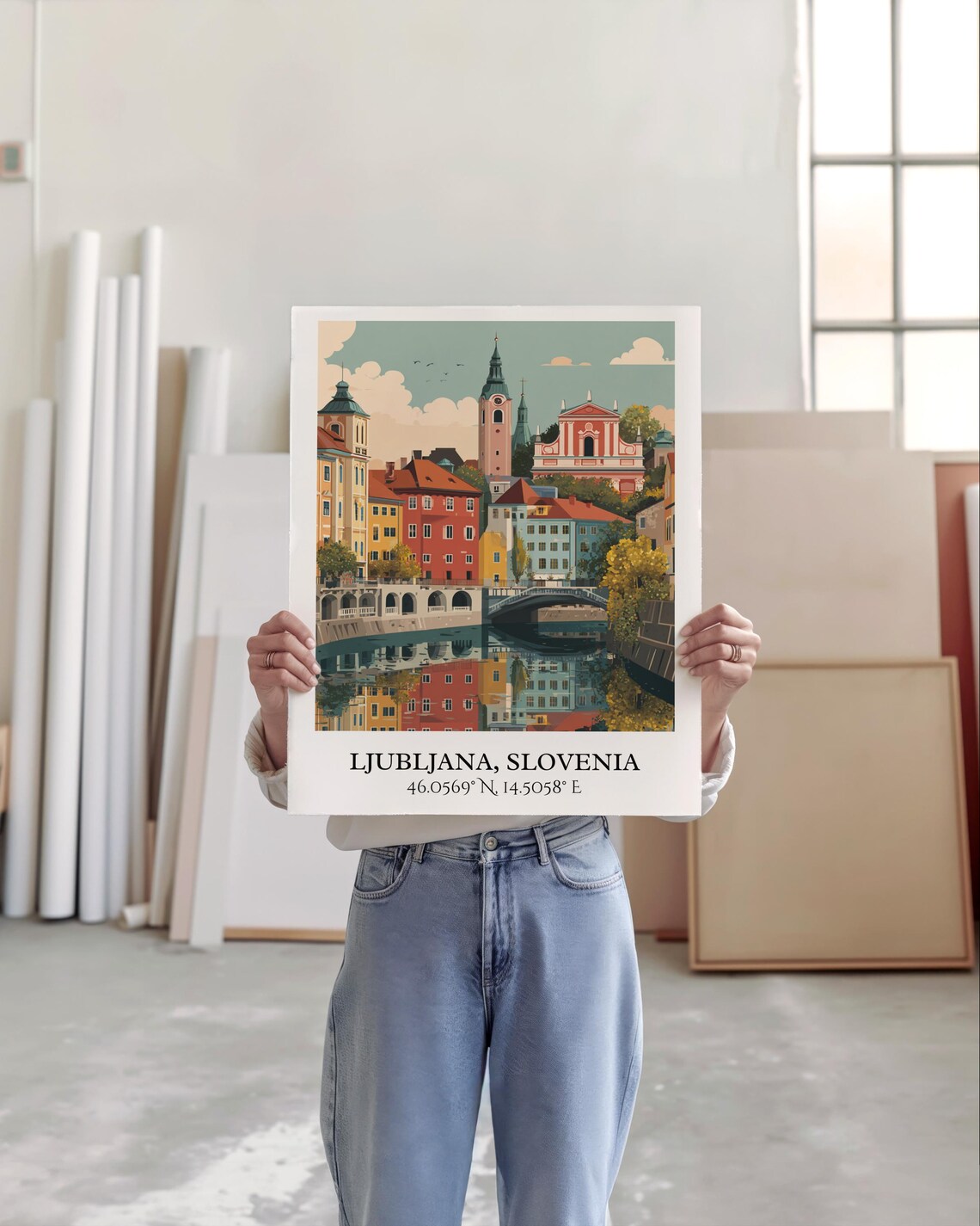 Ljubljana Slovenia River Bridges Old Town Retro Travel Poster - Image 6
