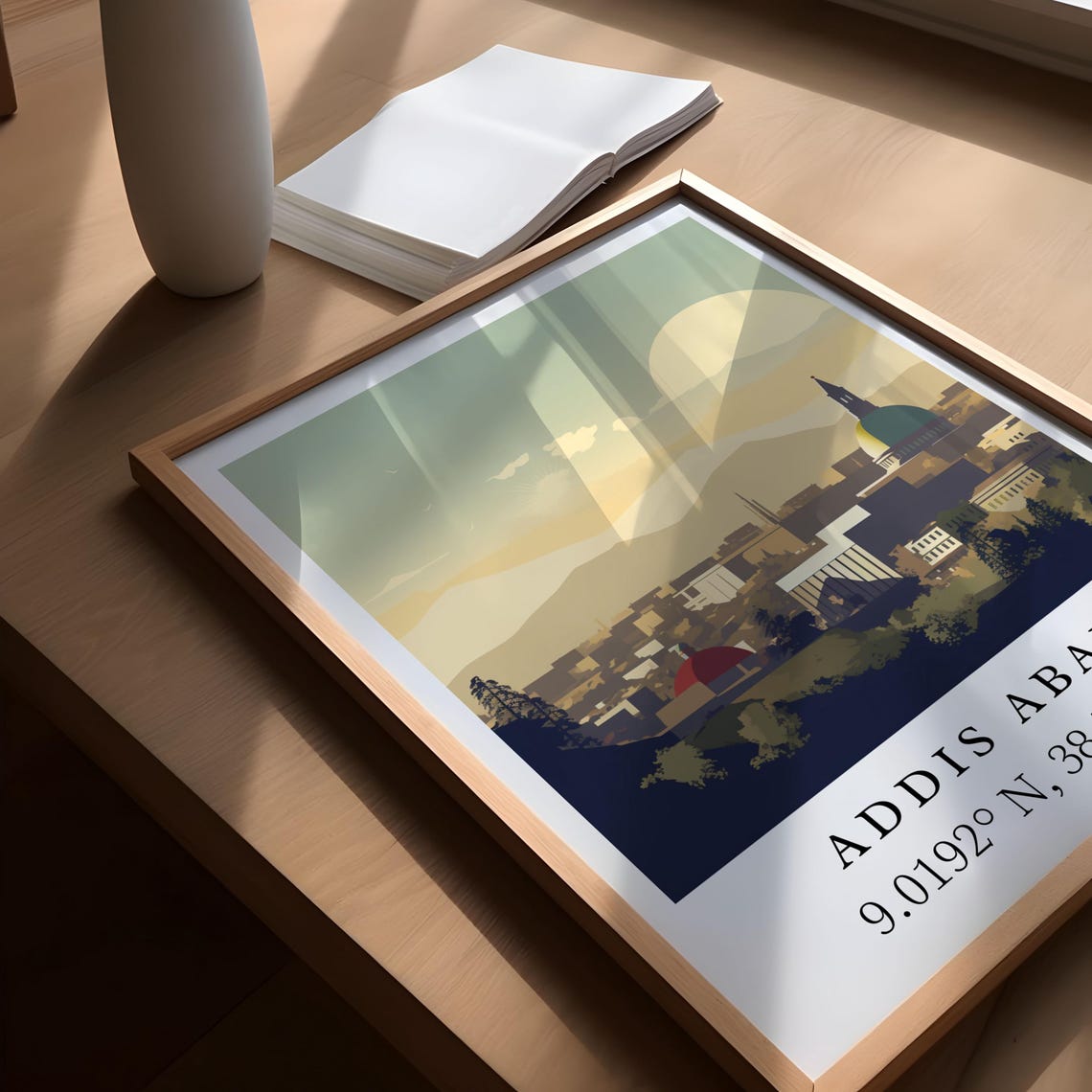 Addis Ababa Ethiopia Sunset Skyline Coordinates Travel Poster - Image 5
