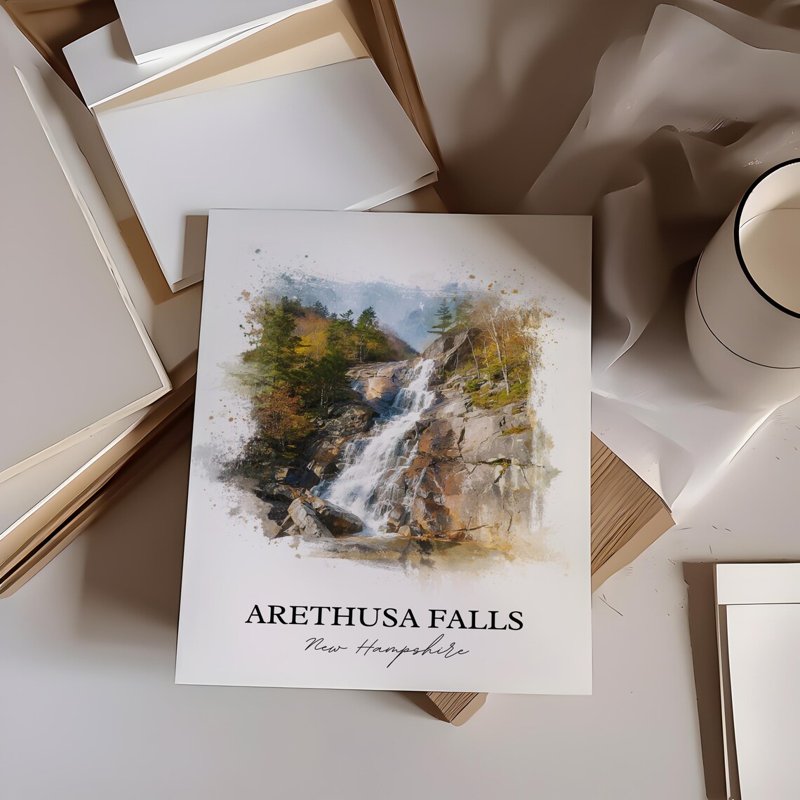 Arethusa Falls New Hampshire White Mountains Waterfall Travel Poster - Image 4