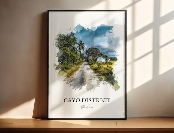 Cayo District Wall Art Honduras Print Watercolor Gift Travel Poster Housewarming