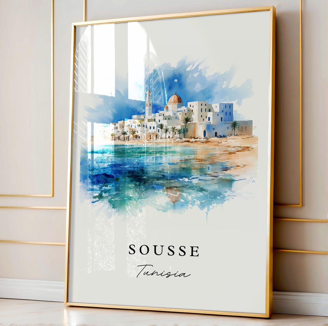 Sousse Tunisia Wall Art Poster Wedding Gift Birthday Present Custom Text Personalized - Image 4