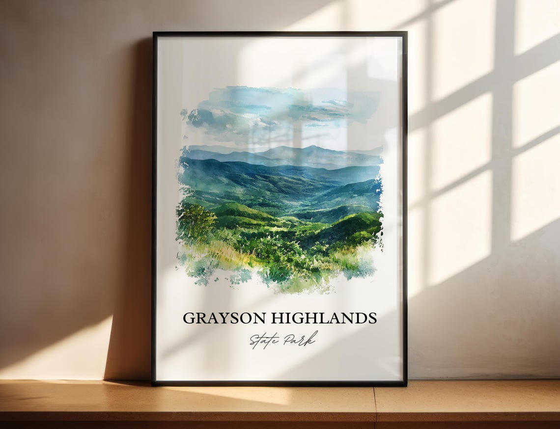Grayson Highlands State Park Blue Mountain Ridge Watercolor Poster