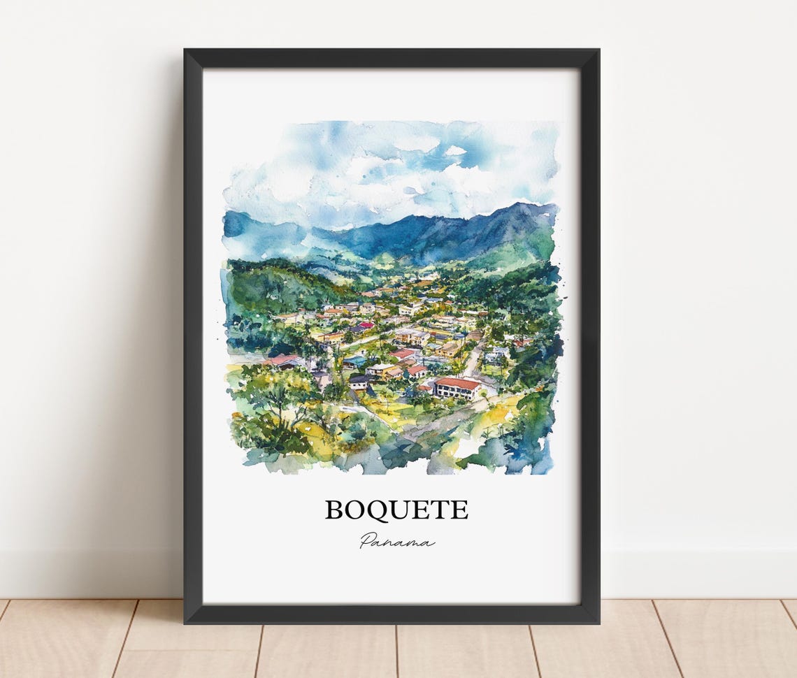 Boquete Panama Chiriqui Mountain Valley Town Watercolor Poster - Image 2