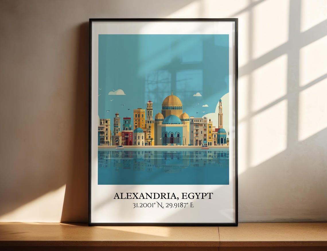 Alexandria Egypt Art Retro Travel Home Decor Gift Prints Housewarming