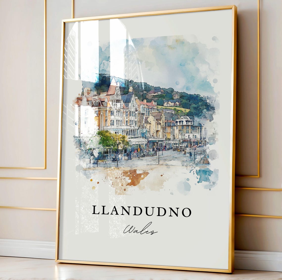 Llandudno Wales Victorian Seaside Promenade Watercolor Travel Poster - Image 4