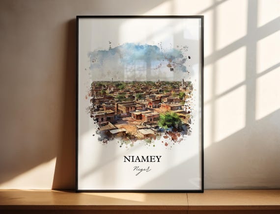 Niamey Wall Art Niger Print Watercolor Africa Gift Travel Poster Housewarming