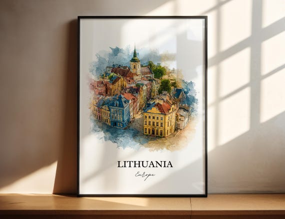 Lithuania Watercolor Travel Poster, Europe Art Print