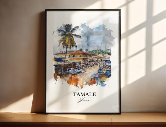 Tamale Ghana Wall Art Print Watercolor Gift Travel Poster Housewarming