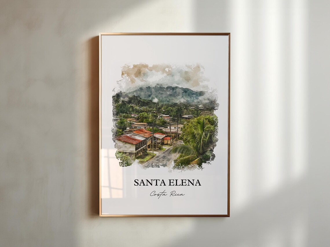 Santa Elena Costa Rica Cloud Forest Mountain Town Watercolor Poster - Image 5