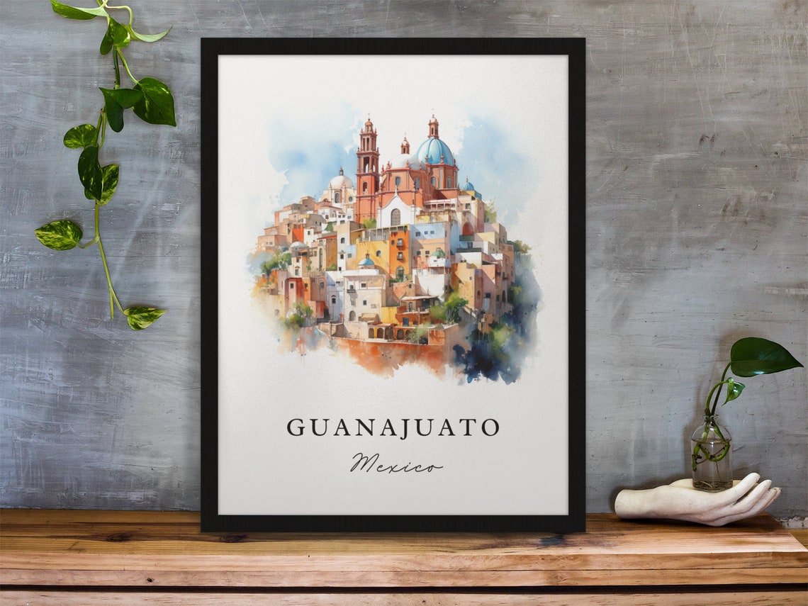 Guanajuato Traditional Travel Art Mexico Guanajuato Poster Wedding Gift Birthday Present Custom Text Personalised Gift